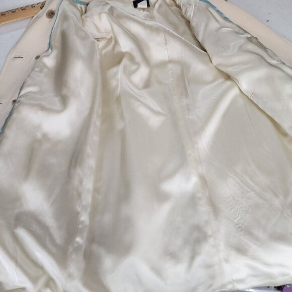 J‎ Crew Women's Ivory Cream Wool Blend Double Breasted Peacoat Long Size 0 - Picture 12 of 14